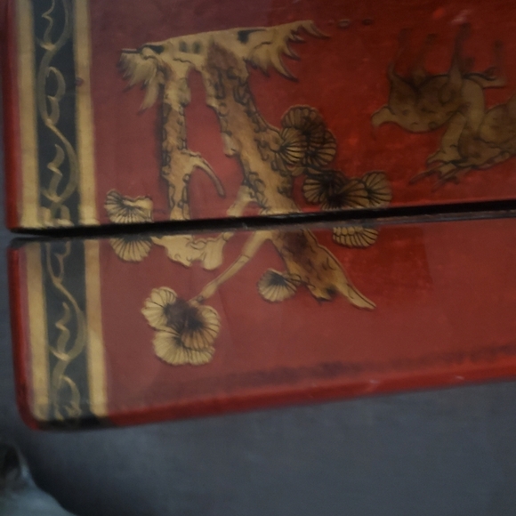 Ethan Allen box home size 16" x 5" + red pink green black brown gold - Picture 15 of 16